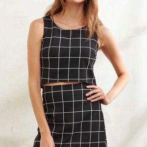 Black and White Grid Abbeline Top